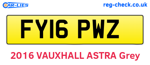 FY16PWZ are the vehicle registration plates.