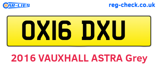 OX16DXU are the vehicle registration plates.