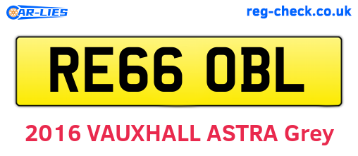 RE66OBL are the vehicle registration plates.