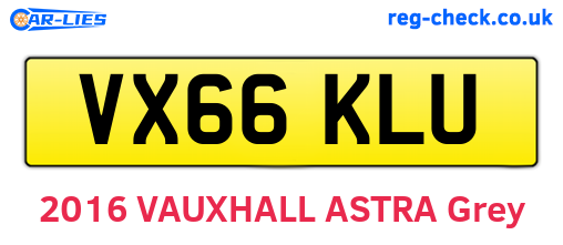 VX66KLU are the vehicle registration plates.
