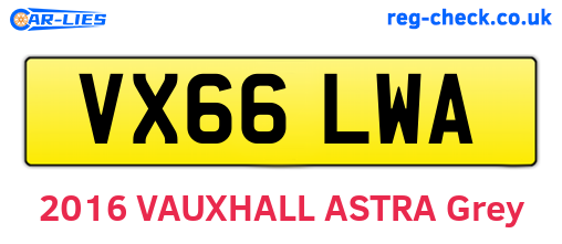 VX66LWA are the vehicle registration plates.