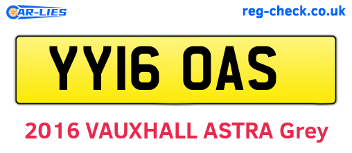 YY16OAS are the vehicle registration plates.