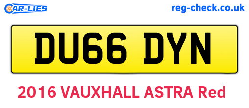 DU66DYN are the vehicle registration plates.
