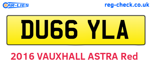 DU66YLA are the vehicle registration plates.