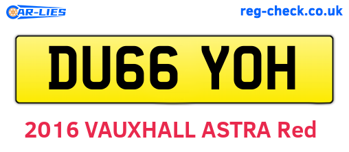 DU66YOH are the vehicle registration plates.