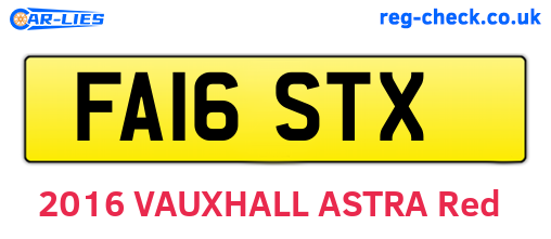 FA16STX are the vehicle registration plates.