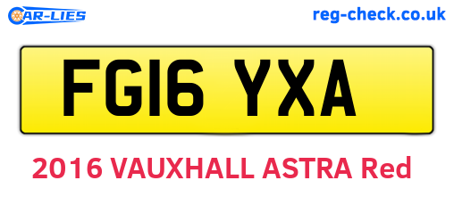 FG16YXA are the vehicle registration plates.