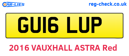 GU16LUP are the vehicle registration plates.