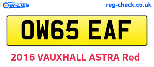 OW65EAF are the vehicle registration plates.