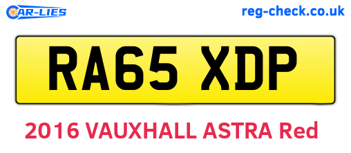 RA65XDP are the vehicle registration plates.