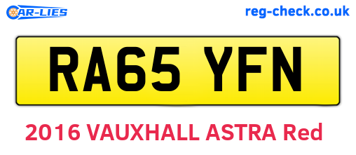 RA65YFN are the vehicle registration plates.