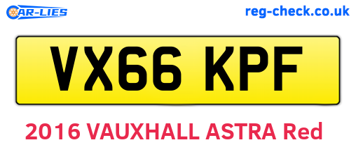 VX66KPF are the vehicle registration plates.