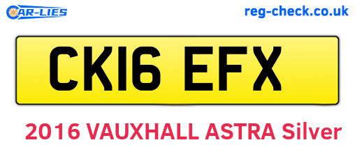 CK16EFX are the vehicle registration plates.