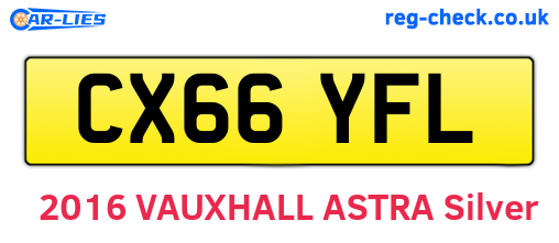 CX66YFL are the vehicle registration plates.