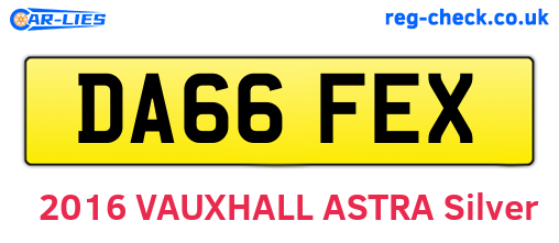 DA66FEX are the vehicle registration plates.
