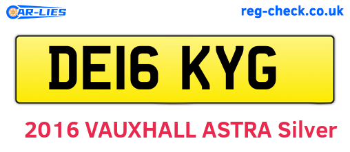 DE16KYG are the vehicle registration plates.