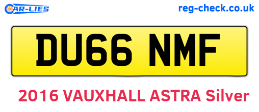 DU66NMF are the vehicle registration plates.