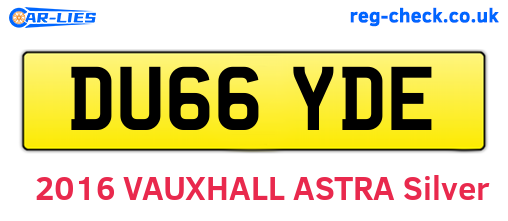 DU66YDE are the vehicle registration plates.
