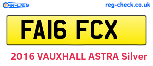 FA16FCX are the vehicle registration plates.