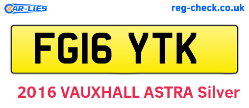 FG16YTK are the vehicle registration plates.