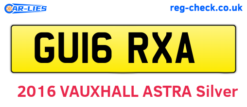 GU16RXA are the vehicle registration plates.