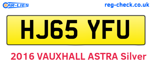 HJ65YFU are the vehicle registration plates.