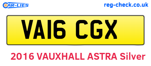 VA16CGX are the vehicle registration plates.
