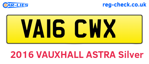 VA16CWX are the vehicle registration plates.
