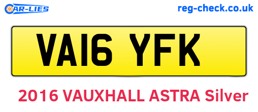 VA16YFK are the vehicle registration plates.