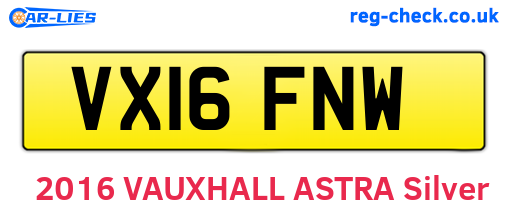 VX16FNW are the vehicle registration plates.