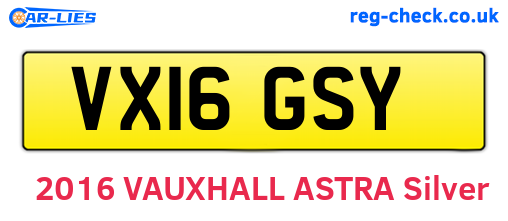 VX16GSY are the vehicle registration plates.
