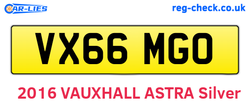 VX66MGO are the vehicle registration plates.