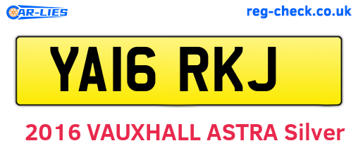 YA16RKJ are the vehicle registration plates.