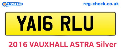 YA16RLU are the vehicle registration plates.