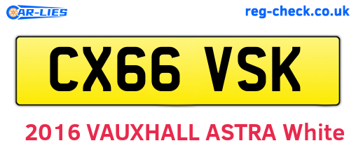 CX66VSK are the vehicle registration plates.