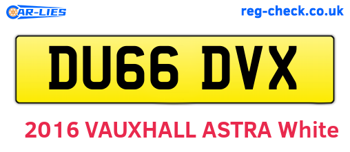 DU66DVX are the vehicle registration plates.
