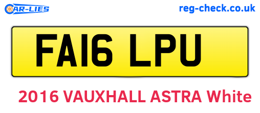 FA16LPU are the vehicle registration plates.