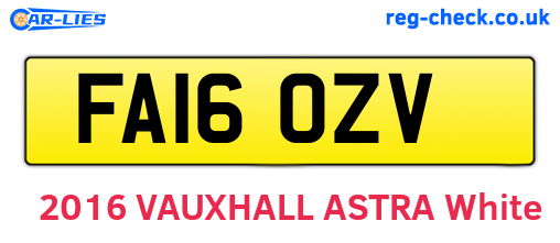 FA16OZV are the vehicle registration plates.