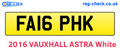 FA16PHK are the vehicle registration plates.
