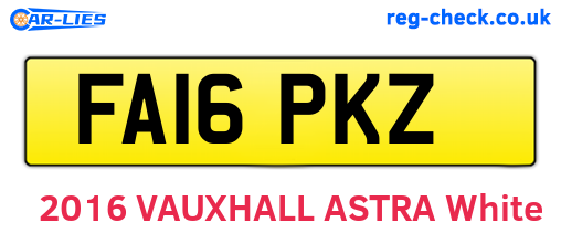 FA16PKZ are the vehicle registration plates.