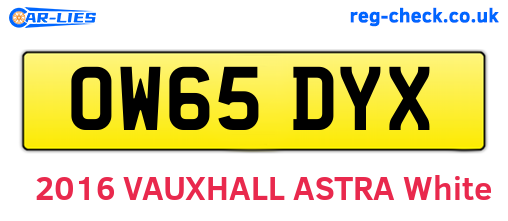 OW65DYX are the vehicle registration plates.