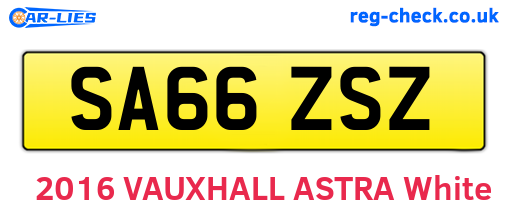 SA66ZSZ are the vehicle registration plates.