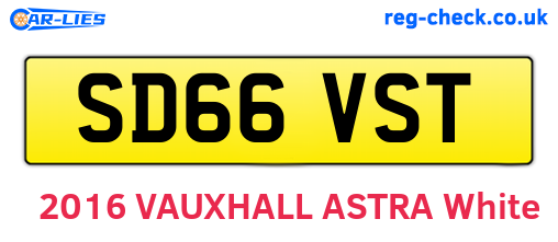 SD66VST are the vehicle registration plates.