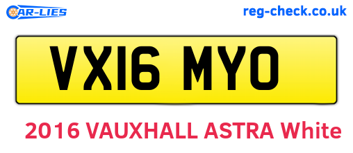 VX16MYO are the vehicle registration plates.