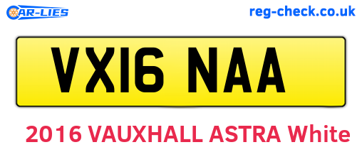 VX16NAA are the vehicle registration plates.