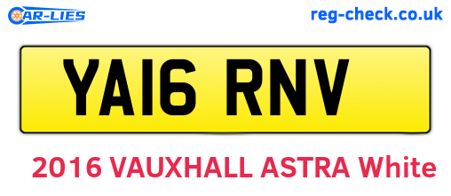 YA16RNV are the vehicle registration plates.
