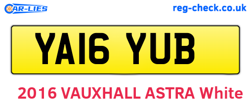 YA16YUB are the vehicle registration plates.