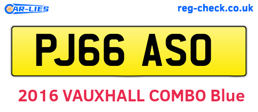 PJ66ASO are the vehicle registration plates.