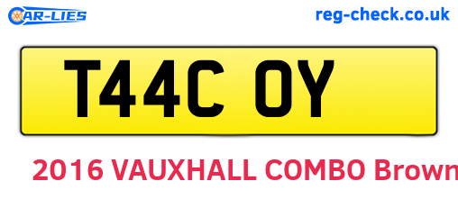 T44COY are the vehicle registration plates.