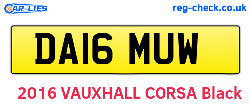 DA16MUW are the vehicle registration plates.
